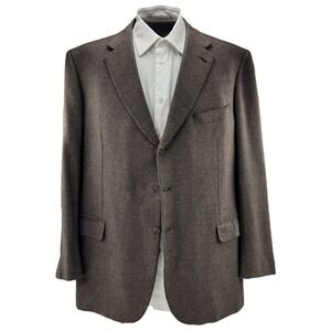 Brioni Brown Blue Woven Cashmere Parlamento 3 Button Blazer Men's Size 48R Italy
